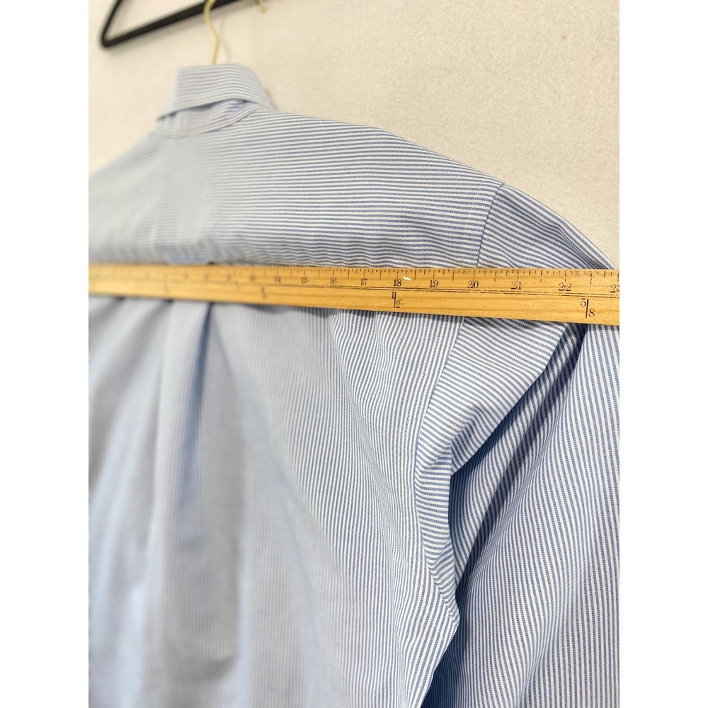 Enro Button Down Shirt Men 16 34-35 Blue White Pinstripe Long Sleeve Cotton Blen - Picture 5 of 10